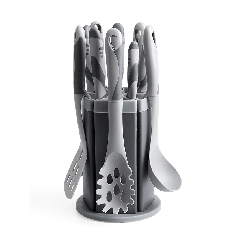 
2020 Import Kitchen Design Utensils Stainless Steel Kitchen Tool Set Gift Nylon Kitchenwares With Sharpe Knives and Holder 