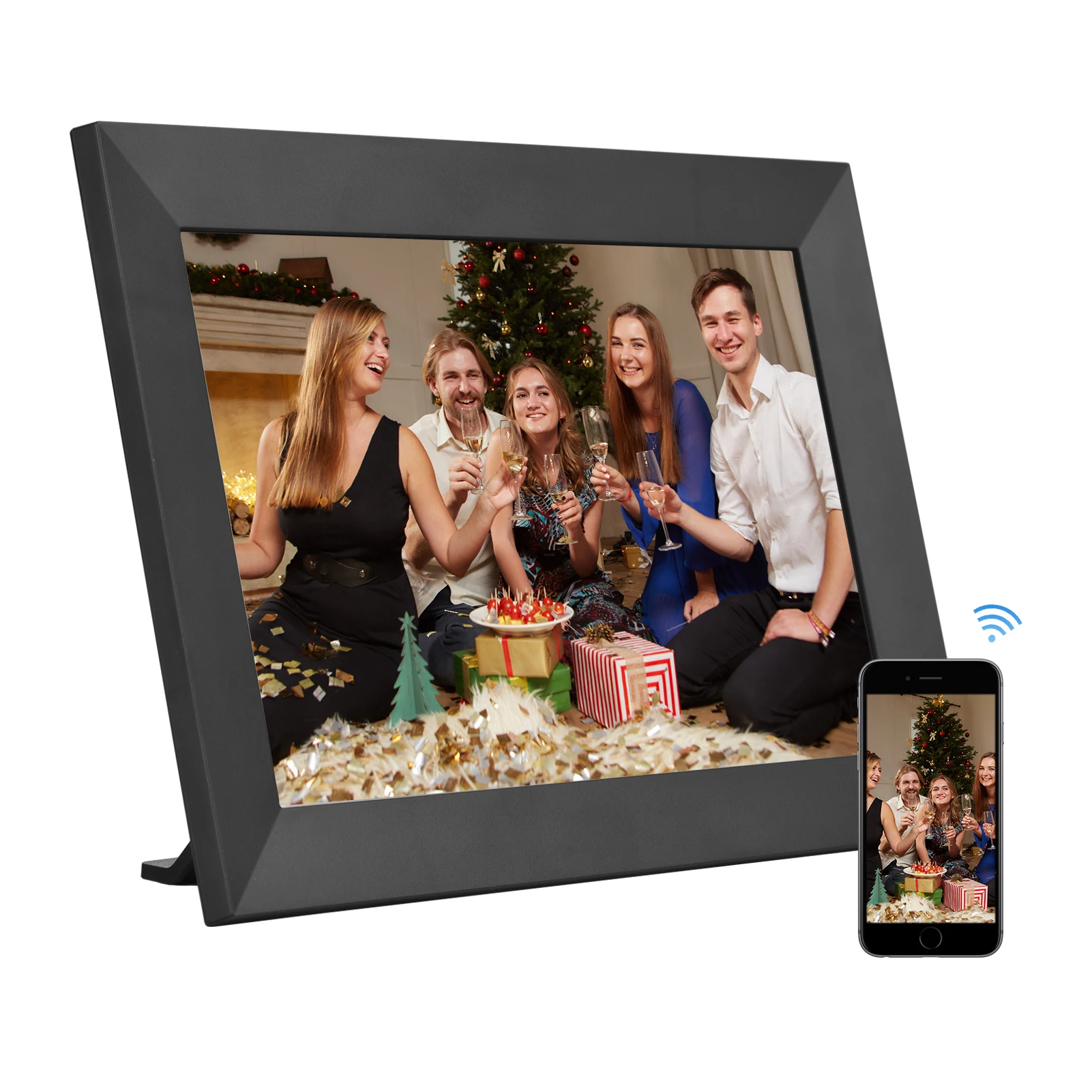 English bf picture most popular Full hd 1080p touch screen wifi Android wood digital photo frame