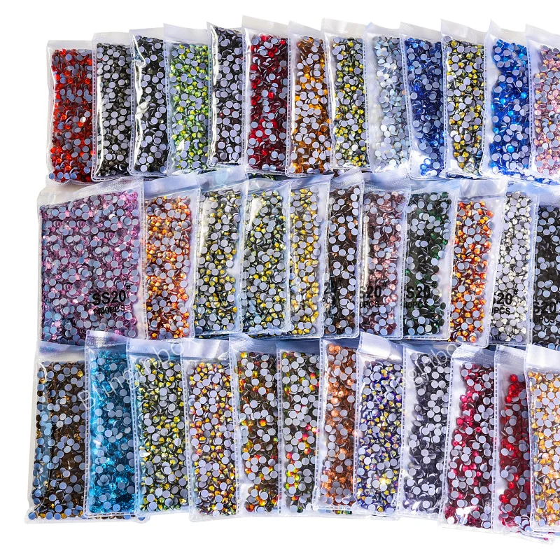 Wholesale Bulk Large Bag Glass Crystal Various Colors Sparkly Hot Fix Rhinestone For Clothing