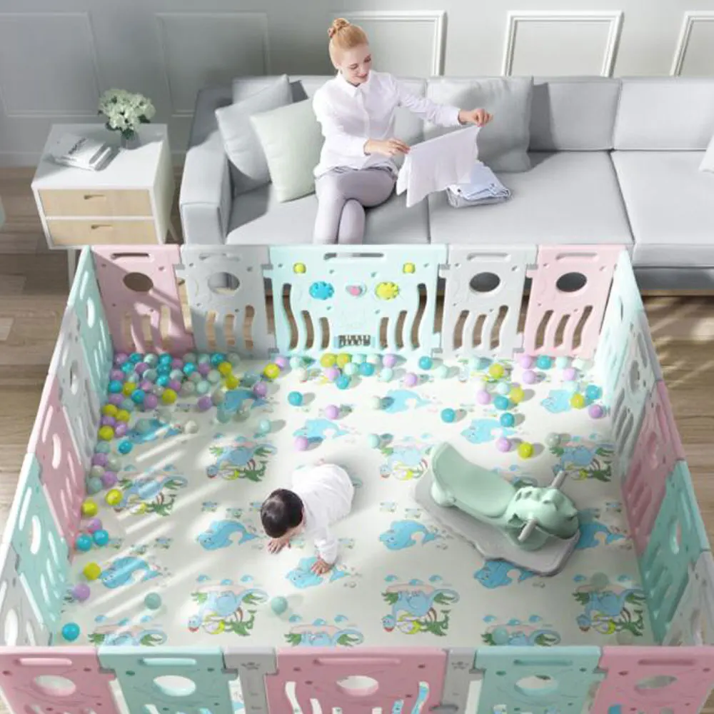 New Arrival Foldable Indoor Plastic Fences for Kids Children Slide for sale Baby Safety Playpen