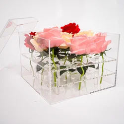 Jewelry Wedding Centerpieces Stand Artificial Flowers Clear Gift Rack Plastic Acrylic Flower Box Display Racks For Flowers