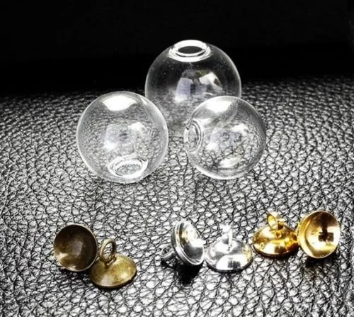 6mm-25mm Mini Empty Glass Ball Bottles Pendant Charms Vials Wish Bottle Clear Globe Bubble Crystal Orbs  Free hats