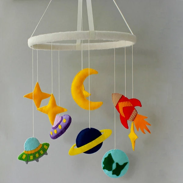 Мобиль для детской кроватки из войлочной шерсти в форме звезды луны облака деревянный мобильный Декор войлочный детский мобильный для кроватки подвесная сенсорная игрушка