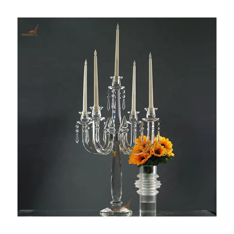 Factory sale wedding candle holder crystal candle stands for wedding table centerpieces