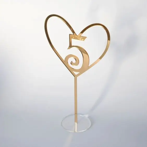 Custom acrylic table numbers gold table numbers with UV printing and engraving logo for wedding