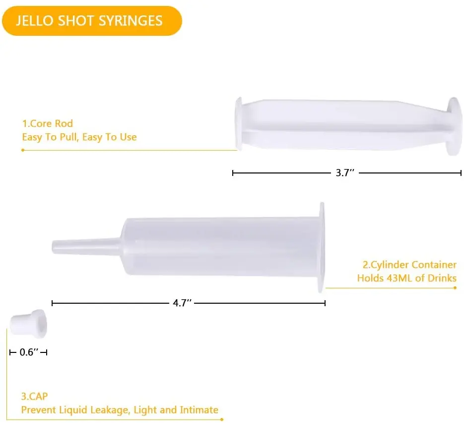 Disposable White Jello Shot Syringes With Cap