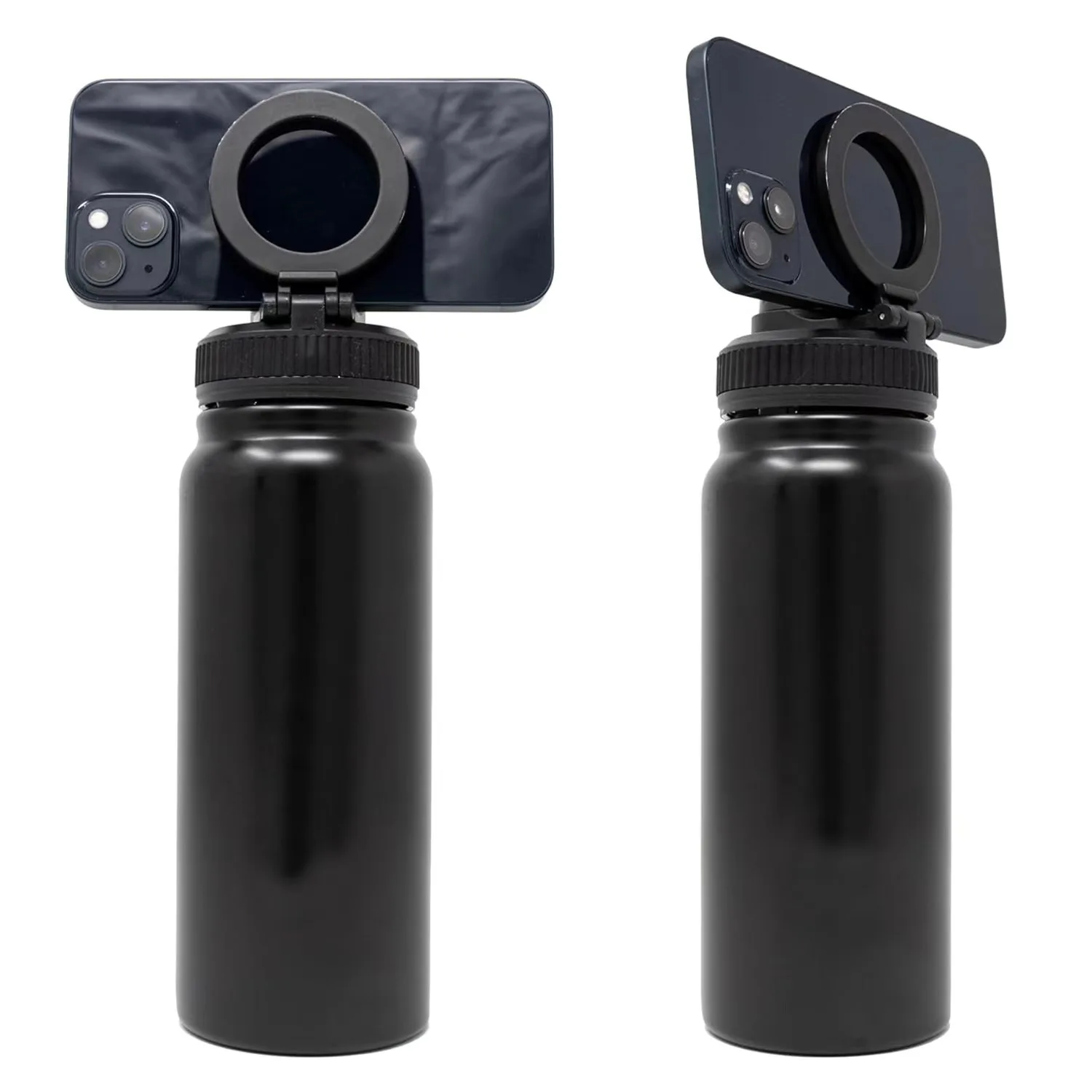 32oz Stainless steel Vacuum Insulated Water Flask Bottle With Magnetic Phone Holder Cover with Metal Ring