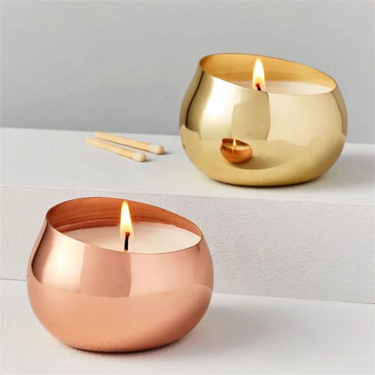 Luxury 10oz Metal Aluminum Candle Holder Egg Shape Accepts Custom Color Candle Vessel Container Metal Candle jar Bowl