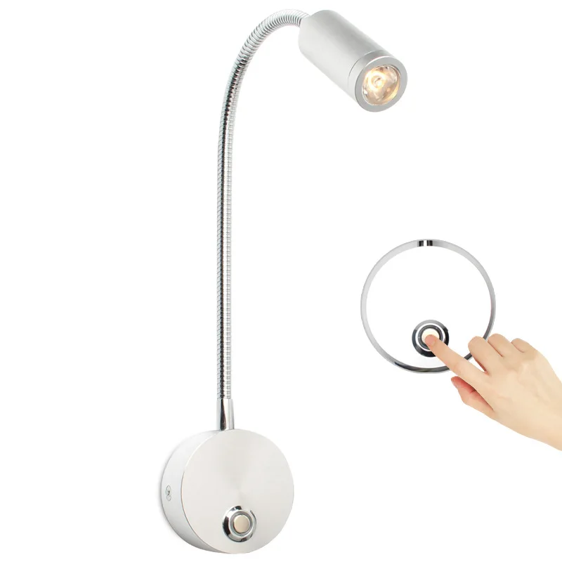 New Hot Selling LED Wall Lamp Bedside Reading Lamp 1w 3w Touch Dimmable Gooseneck Light