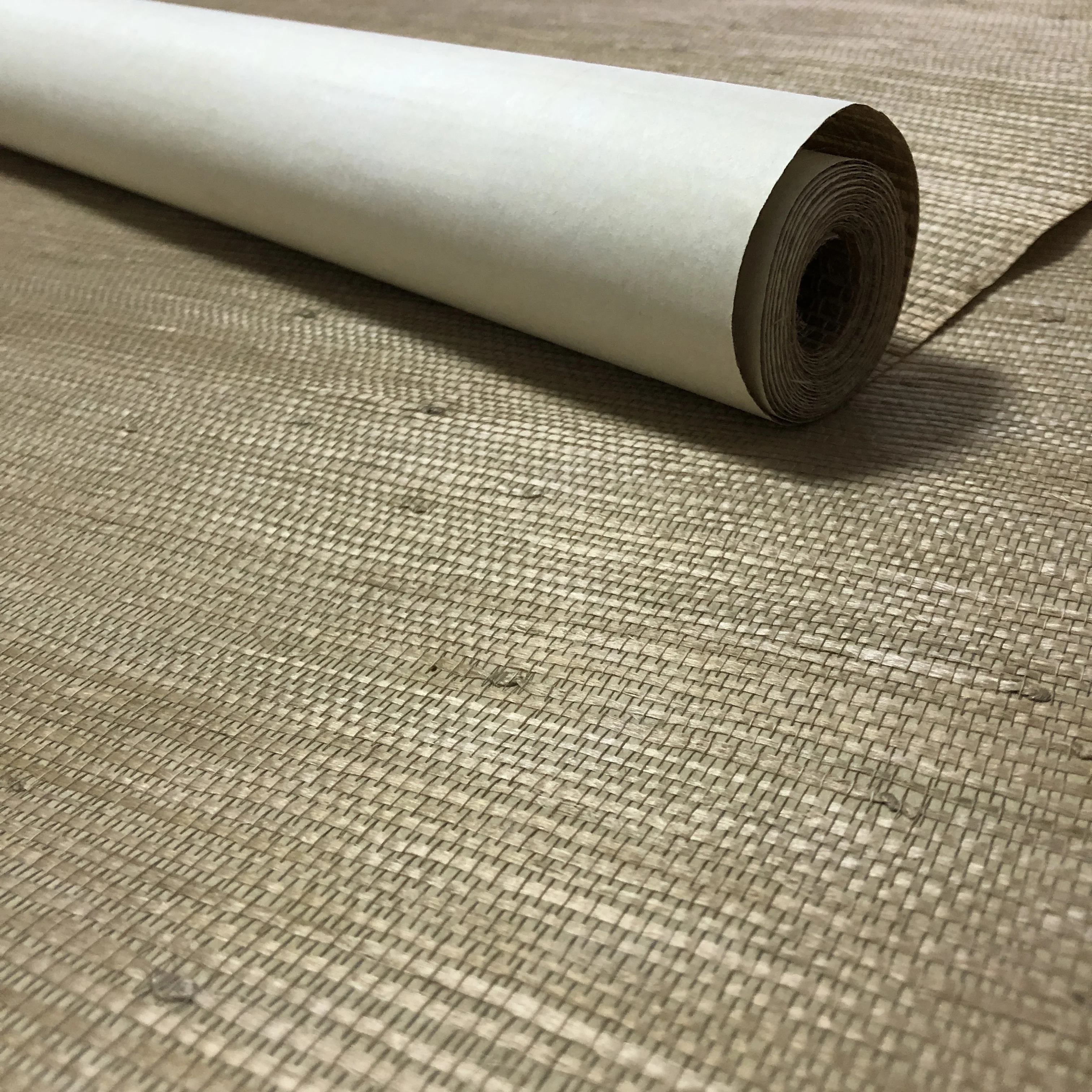 Zhenling factory sell Natural grasscloth navy blue Jute wallpaper for interior house wall decor