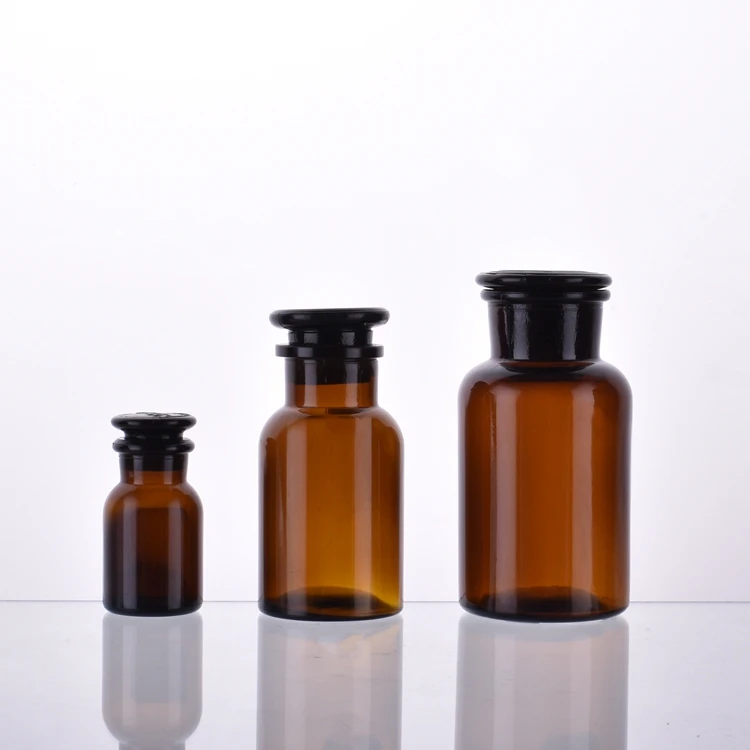 Chemistry Lab Equipment Apothecary Jar Glass Laboratory Chemistry Glass Bottle Glass Stopper Wide Mouth Reagent Bottle 1oz