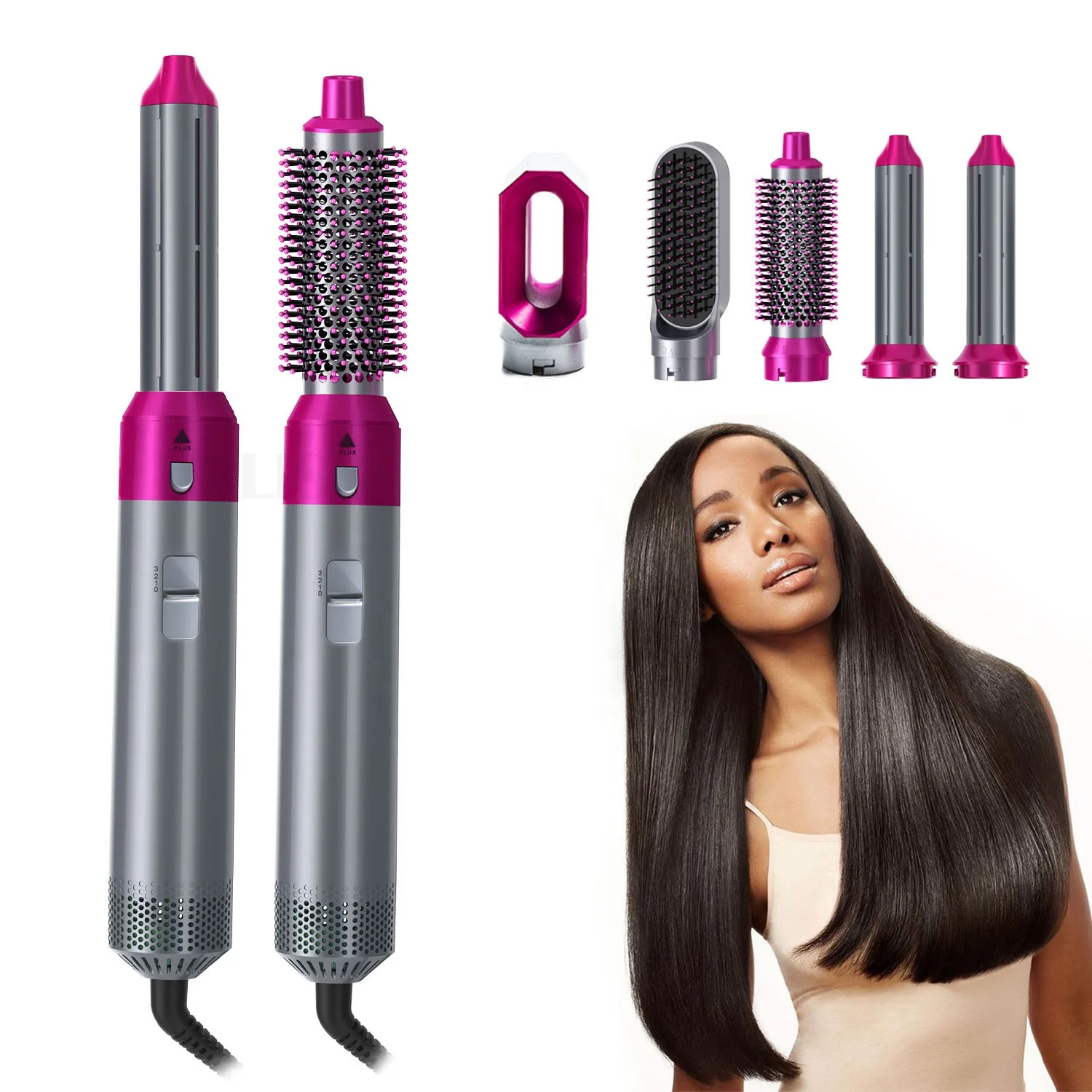 High Speed Hair Dryer Auto Suction Hair 5 in 1 Comb Multifunctional Hair Dryer Straight Curling Iron & Comb