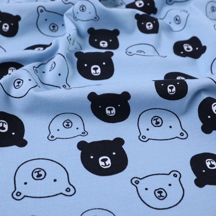 textile fabric printing custom single jersey knitted  animal print cotton print fabric for baby clothes