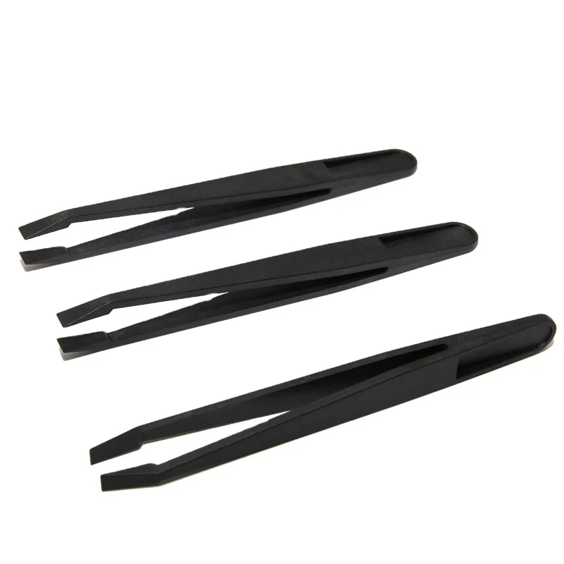 Black Esd Anti-static Carbon Fiber Tweezers Electronic Plastic Tweezers Forceps Pcb Repair Hand Tools