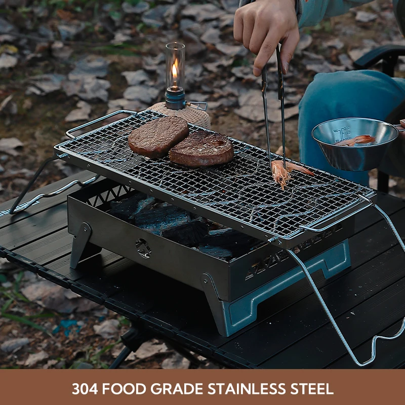 Campingmoon Camping outdoor wire mesh rack net mesh nonstick bbq grill grate grid stainless steel bbq grill grate grid