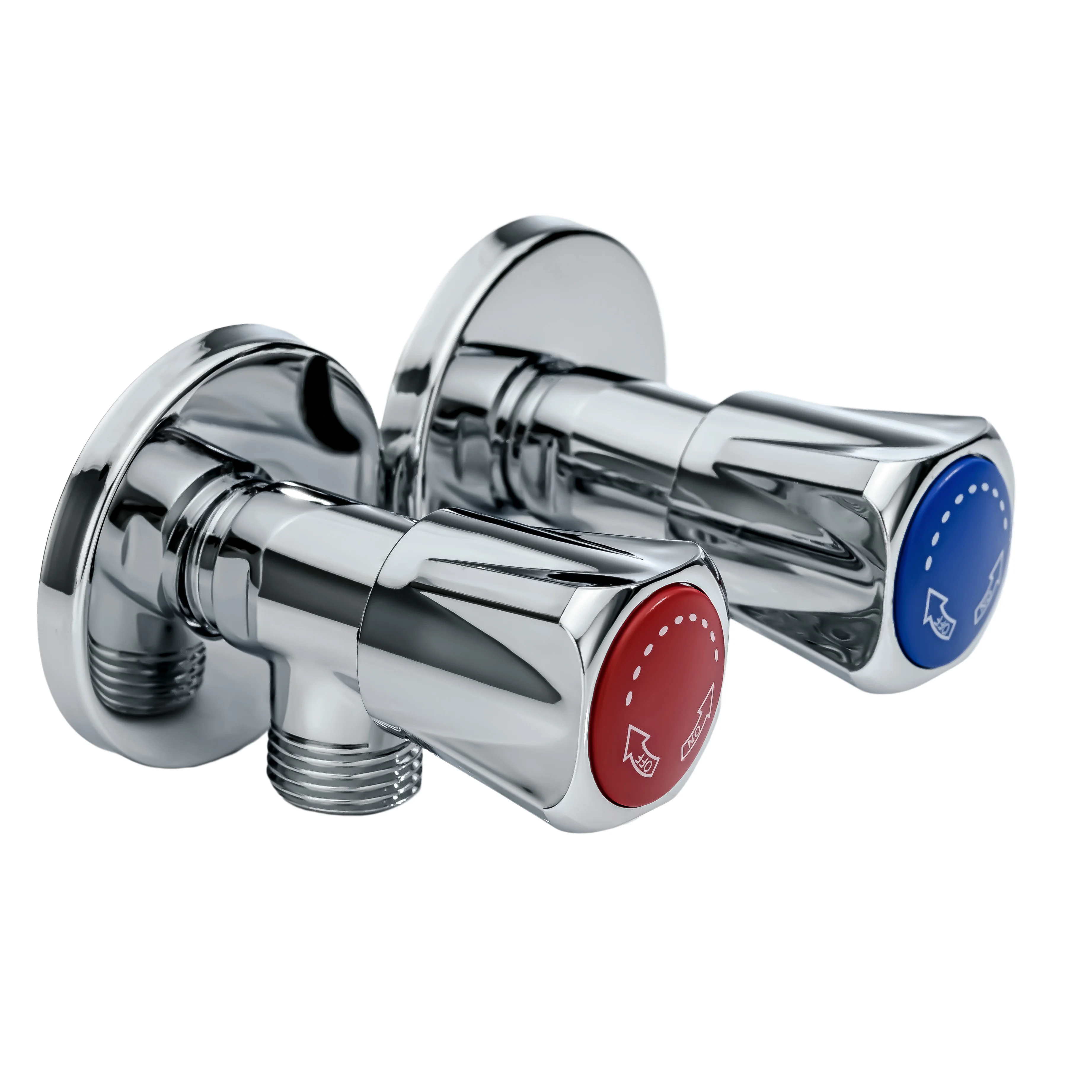 Two Color Factory Price Copper Ceramic and Plastic Cold Hot Water Separate Control Bathroom Brass Angle Valve