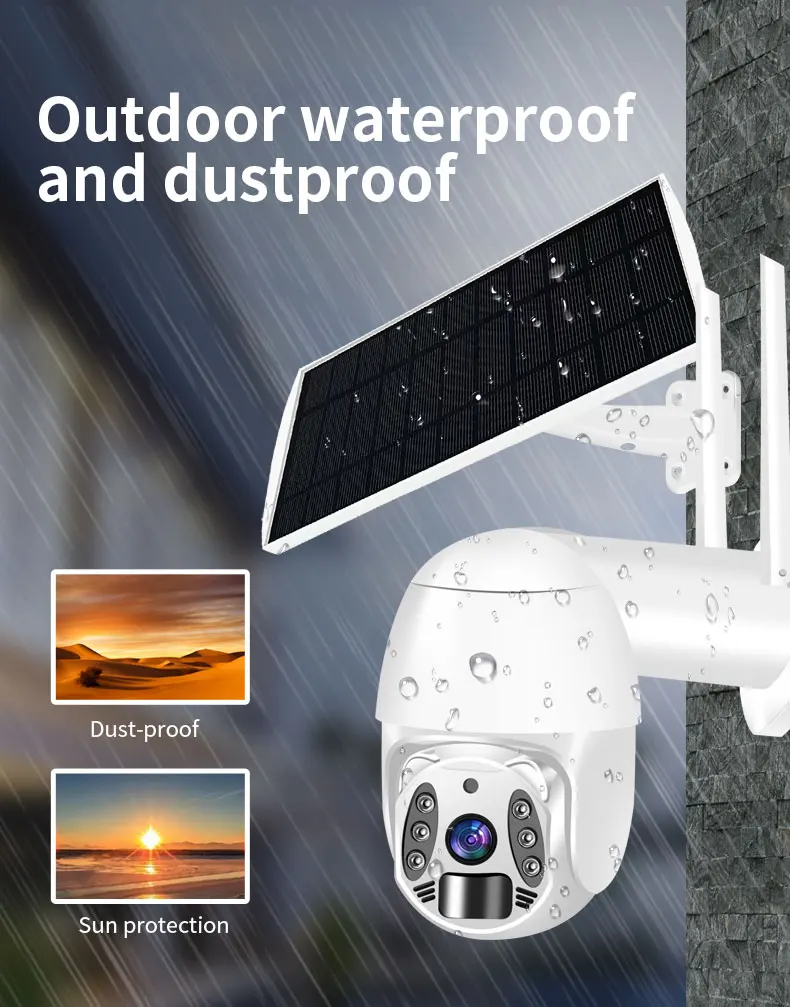 VESAFE Low Power Outdoor Wifi 4MP 2K Wifi Solar Ptz Camera With 4g Sim Card Security System
