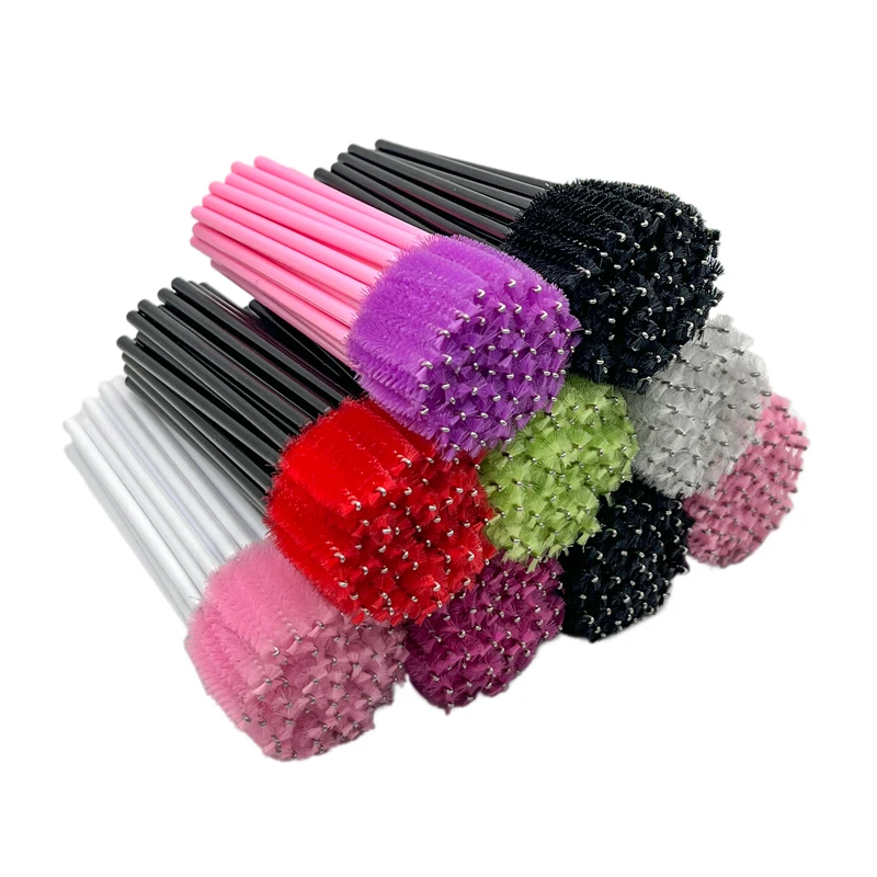 Tool Handle Cosmetic Black Solid Nylon Eyebrow Micro Spoolie Eyelash Extension Eye Applicator Lash Disposable Brush Wand Mascara