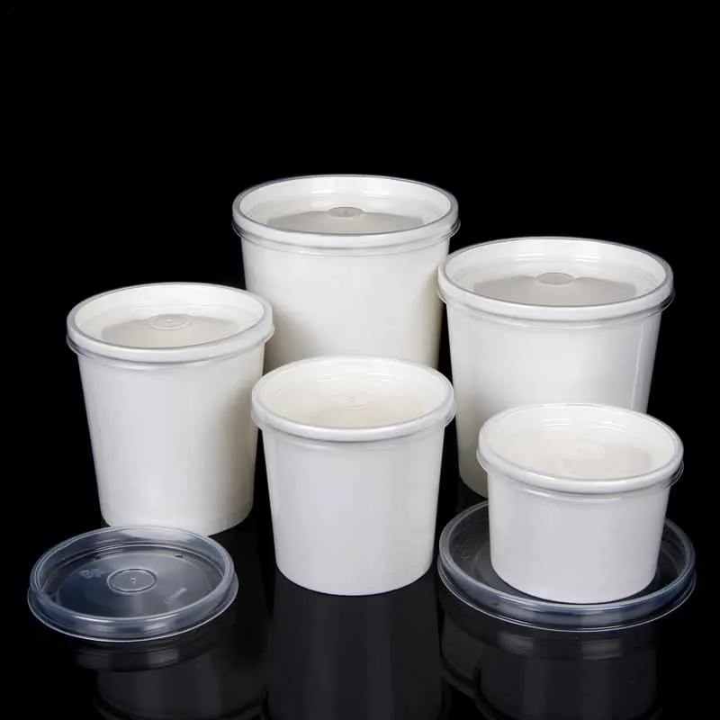 16oz kraft paper soup container take away soup noodle containers supplies White Soup Cup