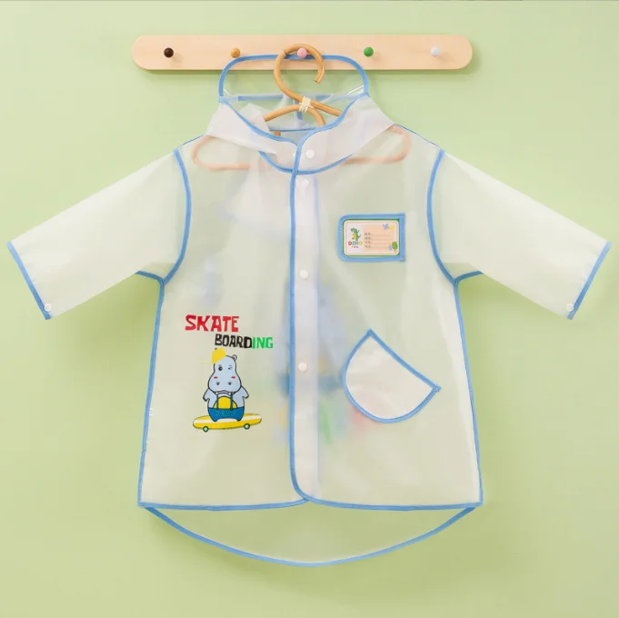 Детский прозрачный дождевик с карманом пончо для девочек и мальчиков