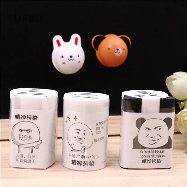 cute korean Promotional funny design school office supplies products Logo printed customised cartoon shape eraser stationery