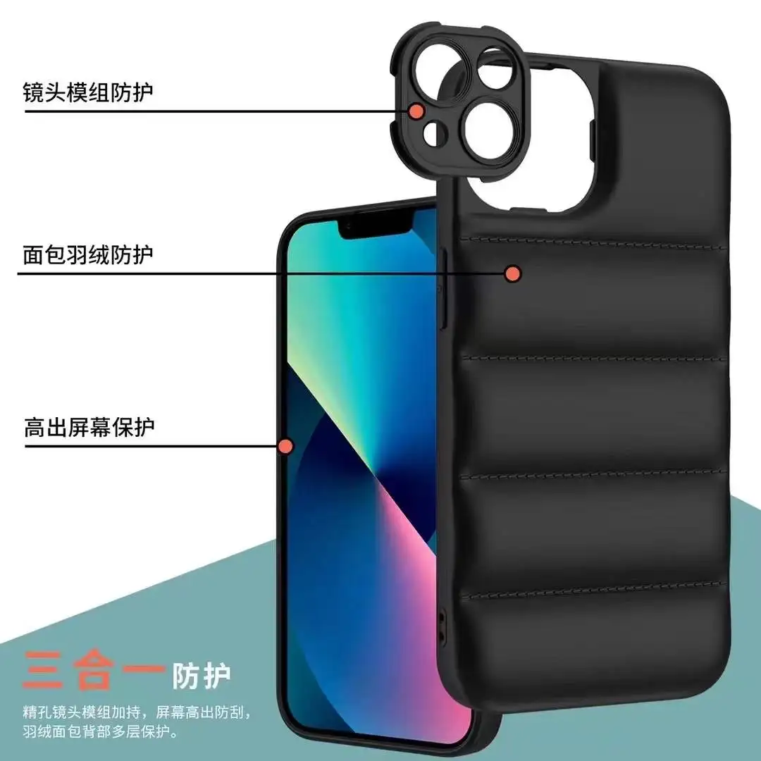 Luxury The Puffer Case Soft Fashion Brand Cover Winter Down Jacket Cloth Phone Case for Iphone 13 12 Pro X XS XR MAX 11 Mini OEM