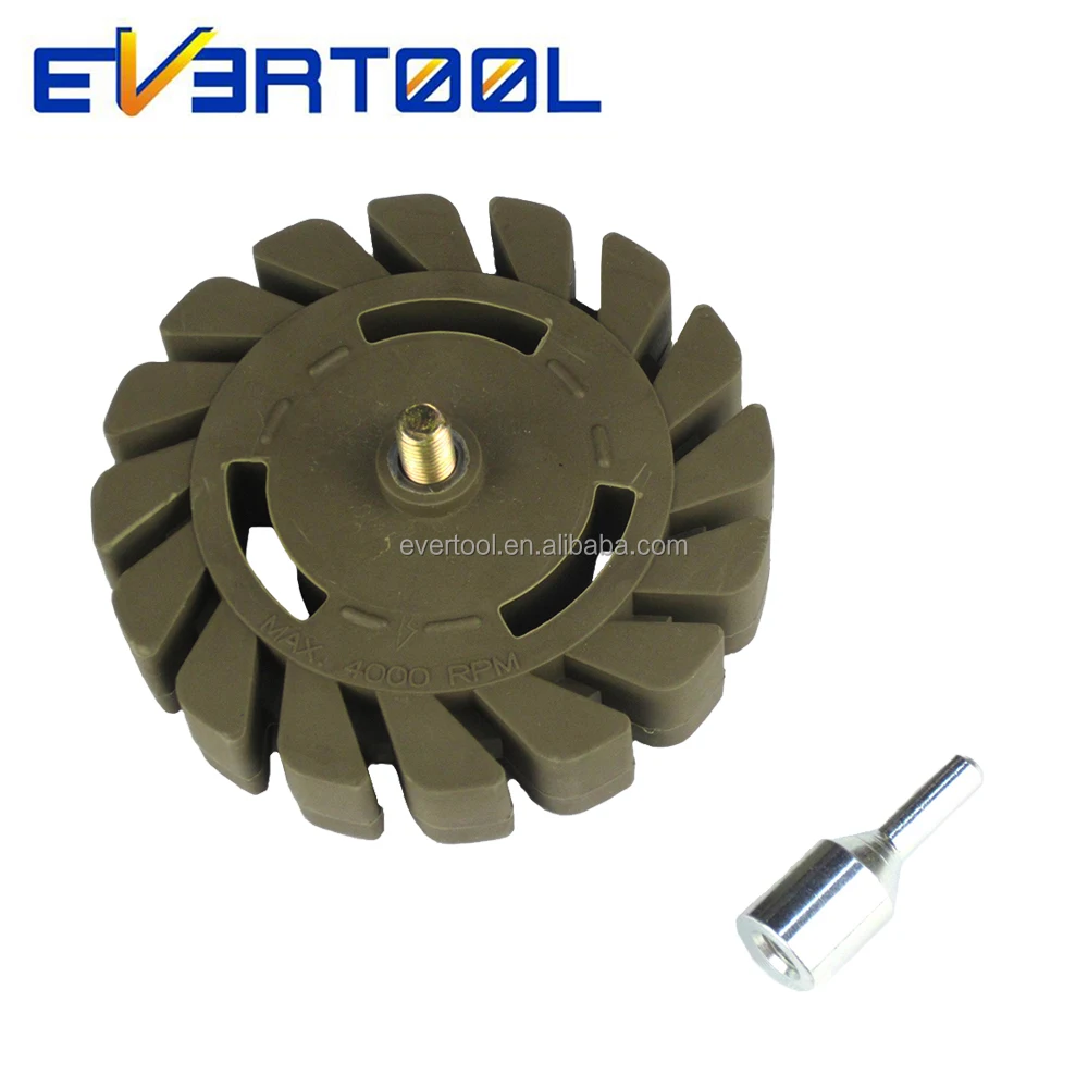 EVERTOOL 4 Inch Pinstripe Remover Wheel Polishing Pad Rubber Wheel for Adhesive