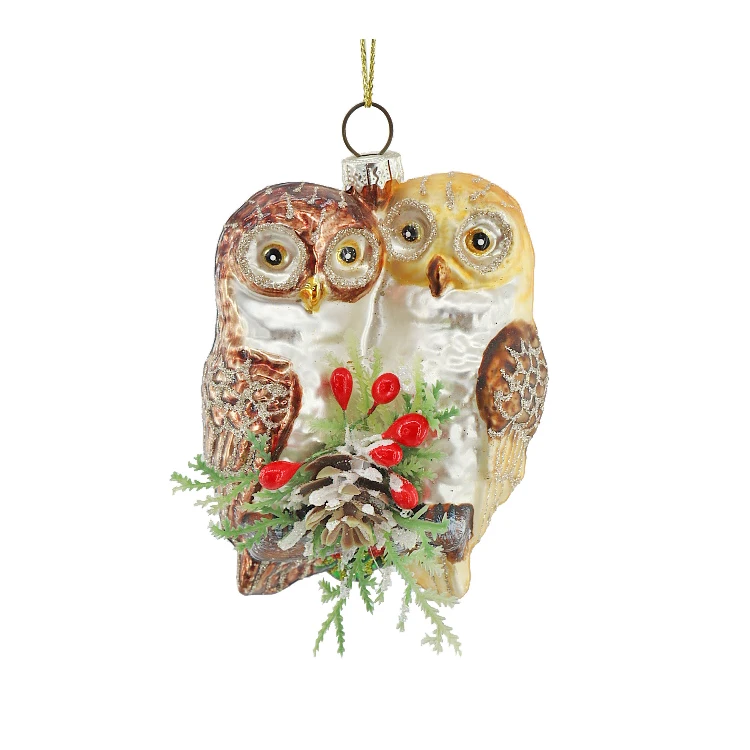 New Design Festival Ornament Glass Craft Animal Hanging Decoration Owl Figurines Christmas Ornaments