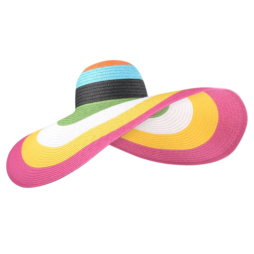 Шляпа женская Соломенная от солнца, роскошный Пляжный головной убор в стиле оверсайз с широкими полями, летняя