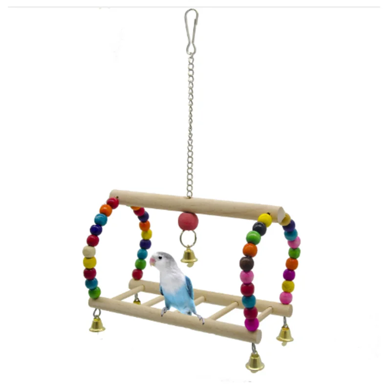 Parrot toy suspension bridge swing