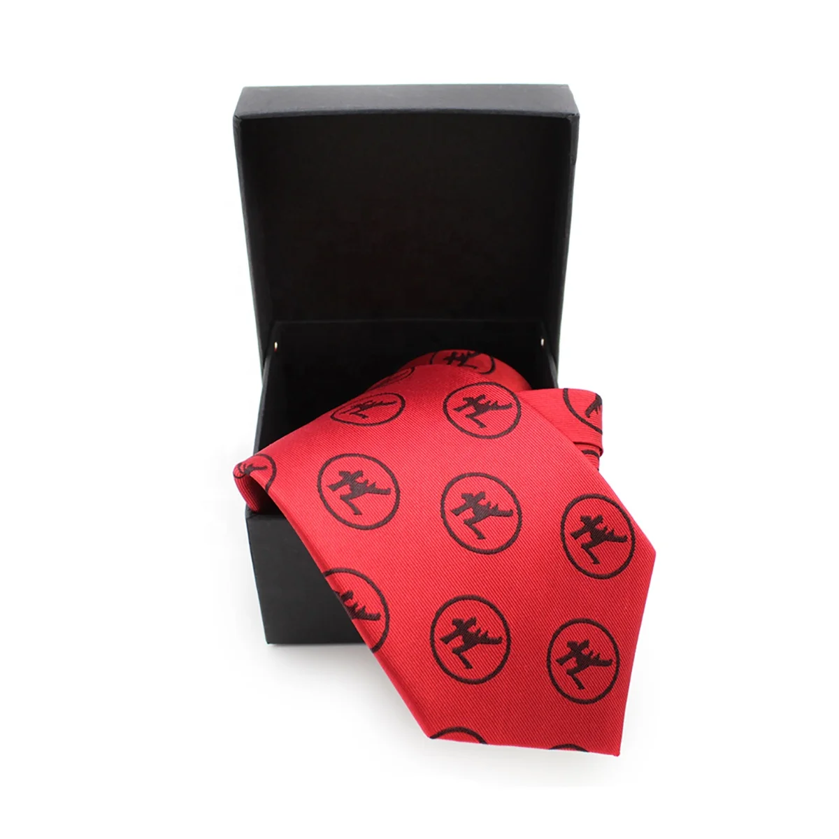 Custom Mens Ties Japanese Karate Budo 100% Silk Woven China Wholesale Red Black Logo Customized Quality Japan Necktie