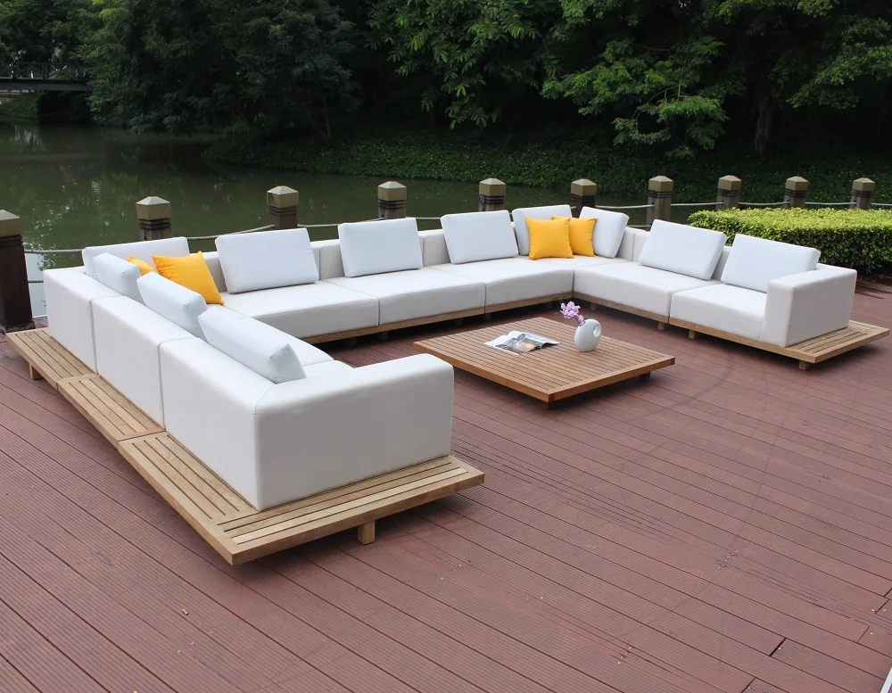 High quality hotel home outdoor indoor  Burma teak garden sofa rattan aluminum sun proof
