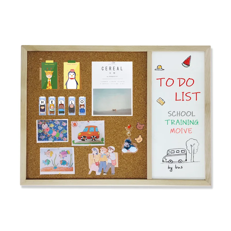 Factory Price Dry Erase White Board And Decorative Notice Cork Board With Wood Frame