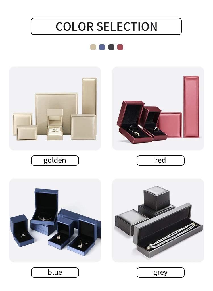 Custom High End Long Gold Stock Leather Brushed Pu Bracelet Necklace Ring Jewlery Jewelry Jewellery Packaging Box For Jewelry