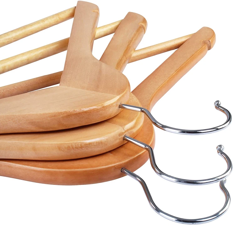 YWS 2020  Cheap Price High Quality Wholesale Cloth Hangers Solid Wooden  Hanger With Metal Hooks for Clothes