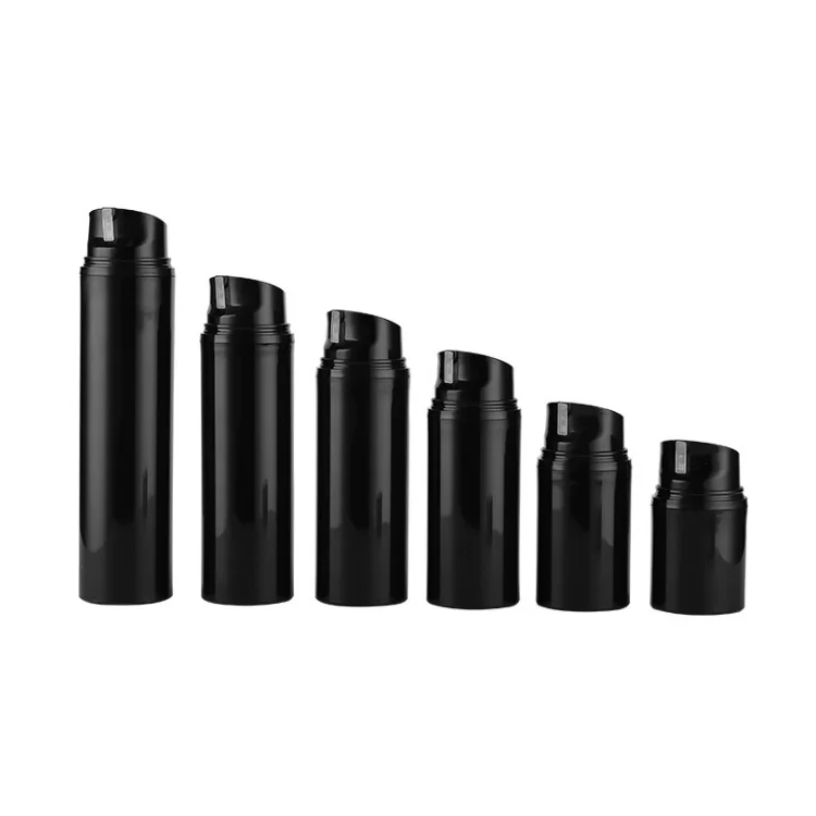 30 1oz 50 80 100 120 150 ml black portable plastic cosmetic packaging airless bottle PP lotion bottles with pump cap