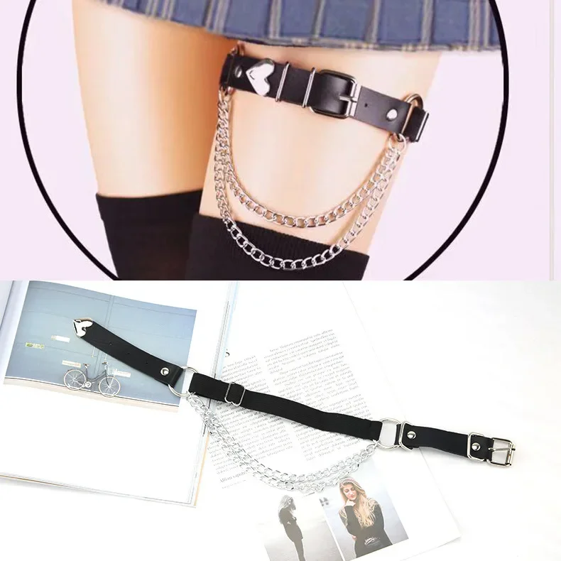 Harajuku dark Lolita girl punk gothic style belt decoration jk Thigh strap chain strap cool