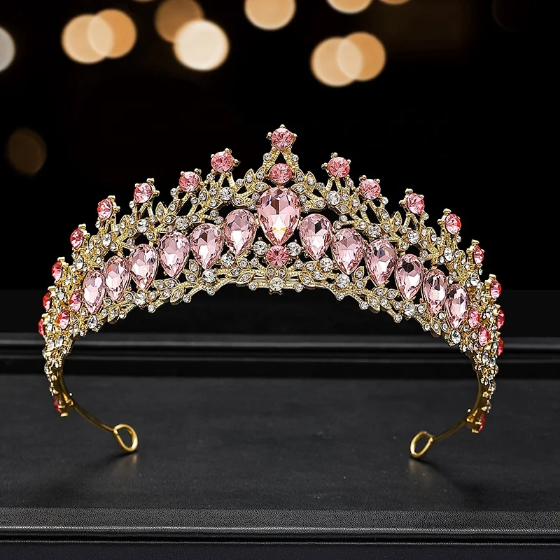 Jewelry crown Shiny Diamond  Wedding Hoop hair Accessories Jewelry Gold Crown Sweet Crystal Princess Tiara