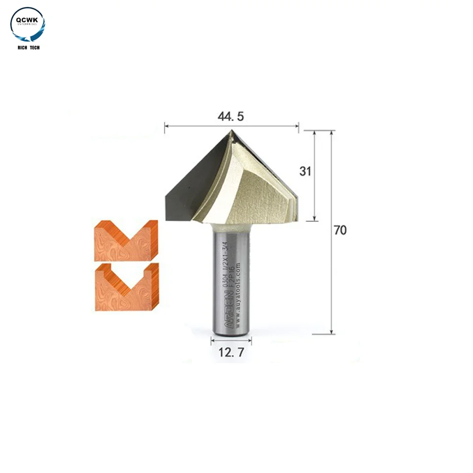 Arden wood tools V Groove Cut Router Bits herramienta de carpinteria 1/2x1-3/4