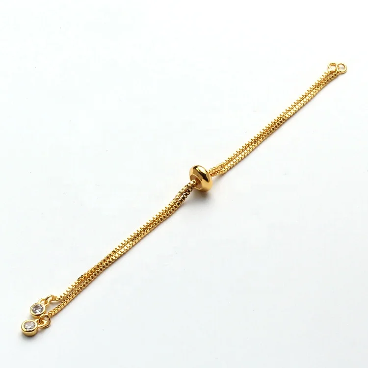 14k 18k gold adjustable DIY brass box chain bracelet