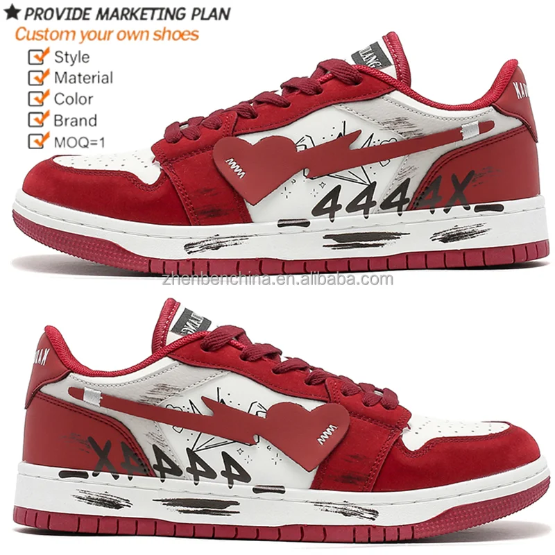 Designer Custom Logo Low Cut Manufacturer Printed Original Retro Shoes Women Men Casual Sneakers Graffiti Walking Style Shoes