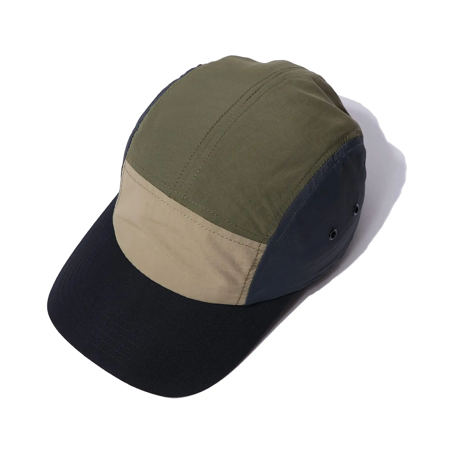 Wholesale Custom Contrast Color Curved Brim 5 Panel Baseball Camp Cap Hat