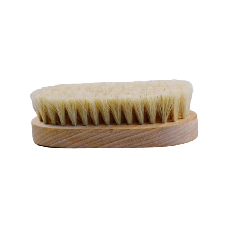 customized Soft Horse Hair Bristle Natural Wooden Small Shoe Cleaner Brush