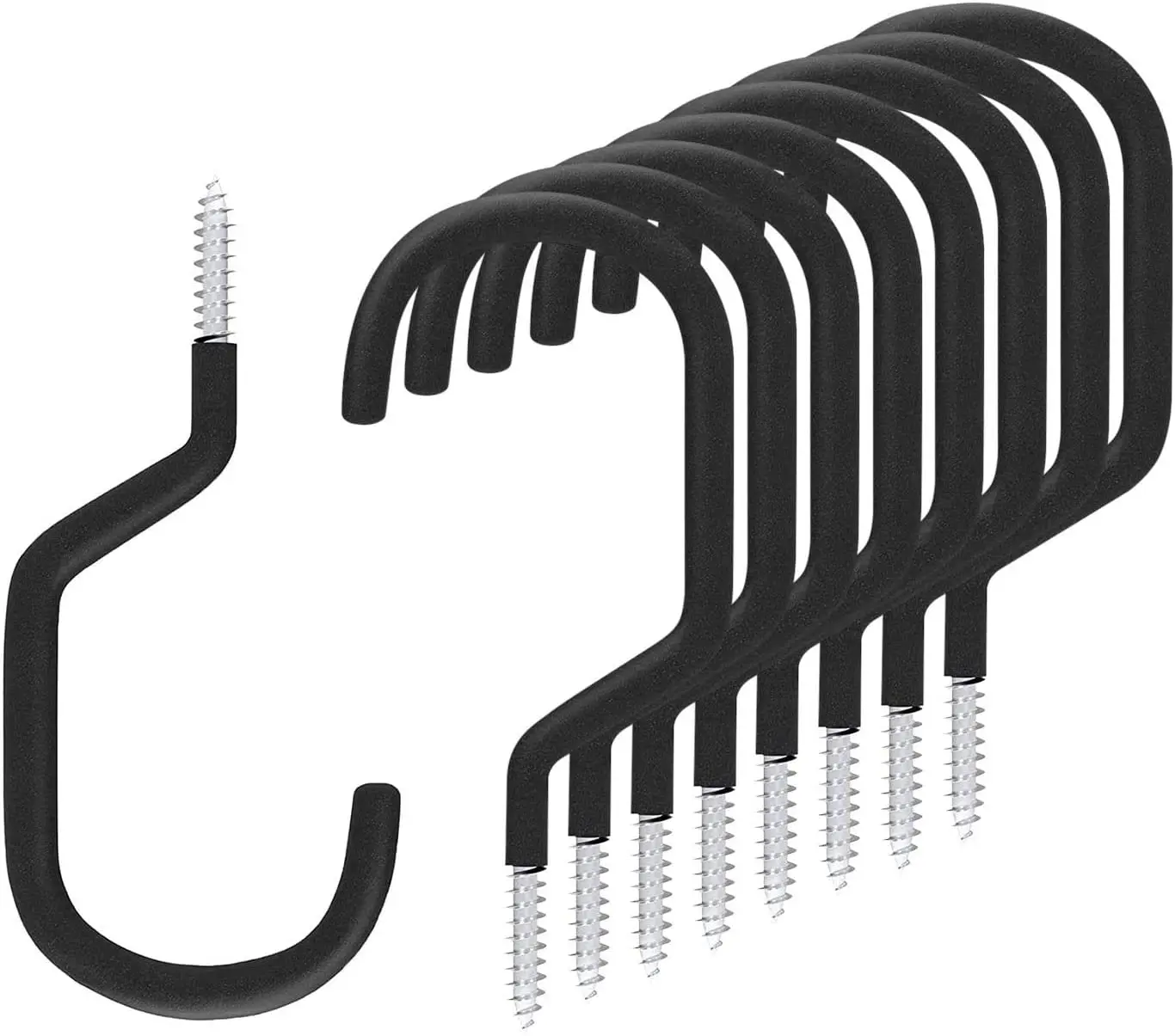 Utility Double Hooks 8 Pcs Steel Bucket Bracket Non-Slip Rubber Tool Hooks for Bulk Items, Bicycles