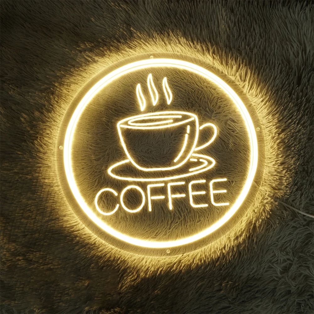 Coffee Coffee LED Neon Light Restaurant Sign Acrylic Carved Luminous Characters English Letter Decoration