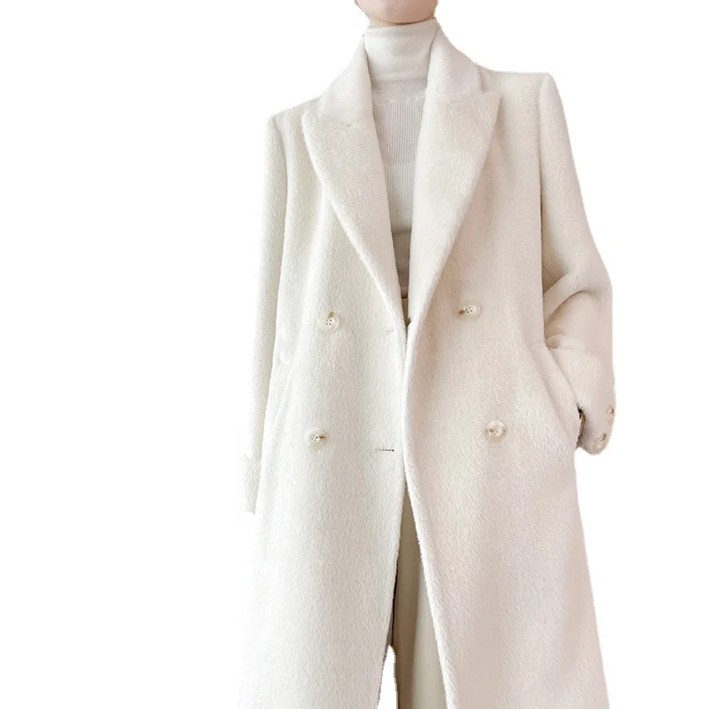 High-end cashmere coat wholesale White Suli velvet mid-length 2022 new small winter woolen coat