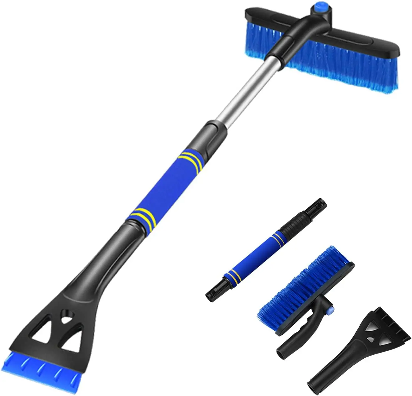 Retractable Ice Scraper and Snow Brush  Pivoting Brush Head for Car Windshield Car Vent Detachable Snow Removal Tool