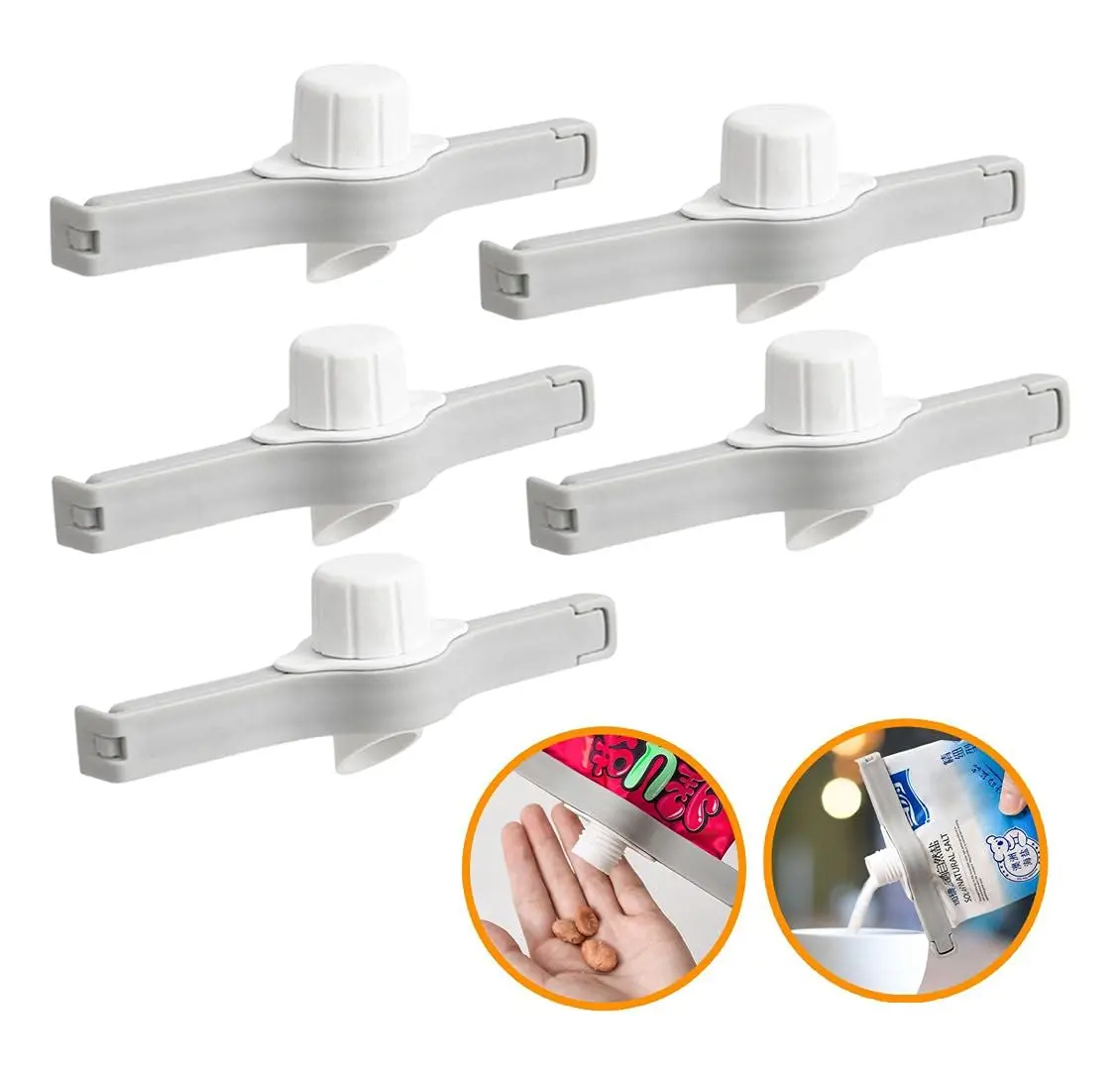 Food Bags Clips for patato Bread Snack Packages Sealing gripstic Kitchen Storage Heavy Duty Funny sealers Plastic with Nozzle