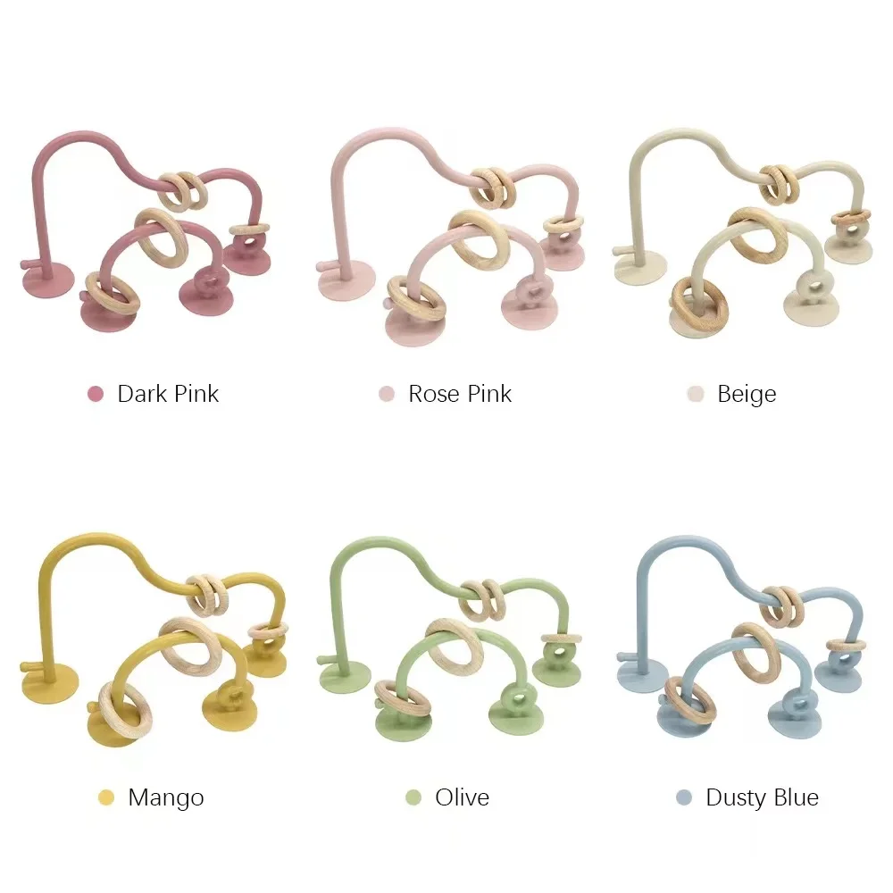 Upgraded version of the baby puzzle silicone children can chew around the beads early education suction cup desktop toys