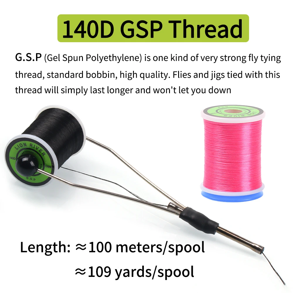 6 Colors Fishing 140D G.S.P Polyethylene Fly Tying Thread Saltwater Bass Pike Flies & Jigs Tying Material